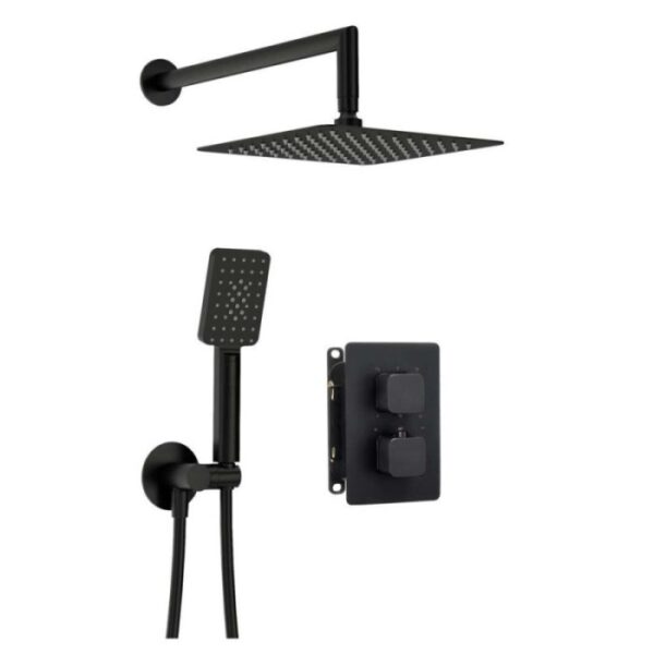 Set doccia termostatico incasso Idrostile box 300x300 mm nero