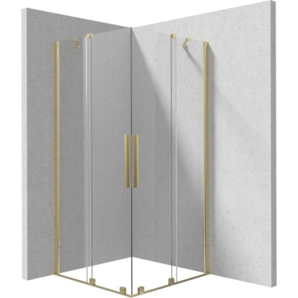Cabina doccia quadrata Cabaiguán Idrostile vetro 6 mm 800x1950 mm oro spazzolato