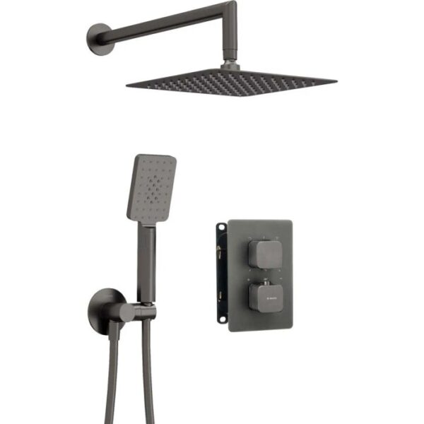 Set doccia termostatico incasso Idrostile box 250x250 mm titanio