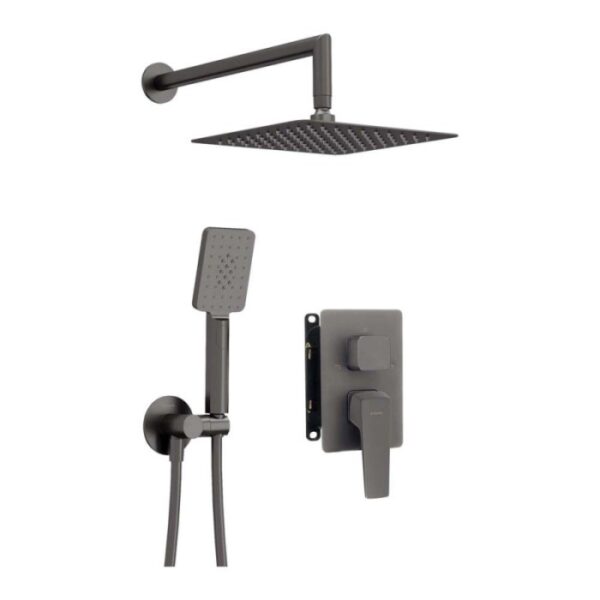 Set doccia incasso Idrostile con box 250x250 mm titanio