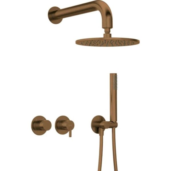 Set doccia a scomparsa con soffione con miscelatore orizzontale Limonar bronzo