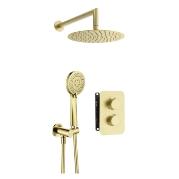 Set doccia termostatico incasso Idrostile Camarioca box 250 mm oro spazzolato