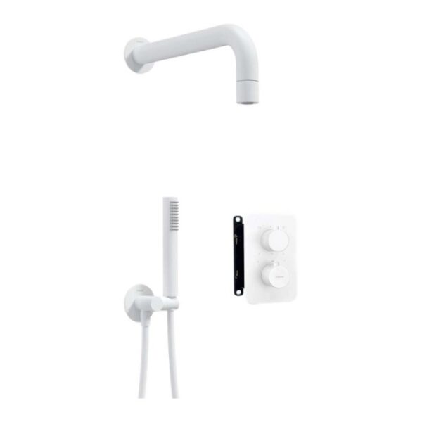 Set doccia termostatico incasso Idrostile Camarioca box 300x300 mm bianco