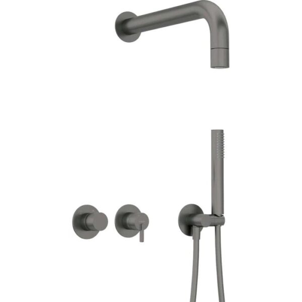 Set doccia incasso Idrostile Limonar con soffione 42 mm titanio