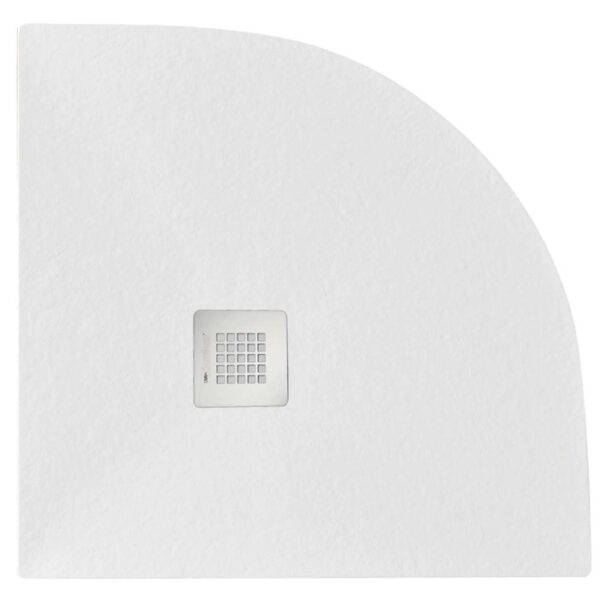 Piatto doccia t.b.t. bianco a quarto di cerchio con scarico quadrato.