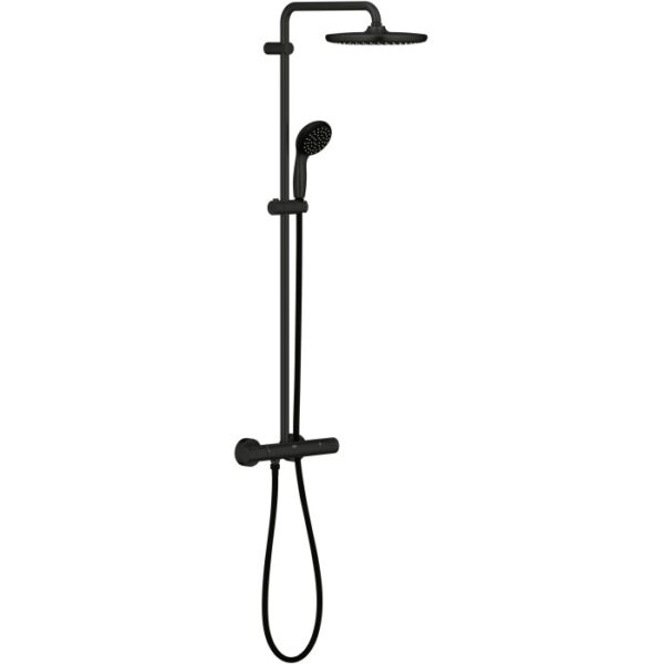 Sistema doccia nero Grohe QuickFix Vitalio Start 250 con termostato.