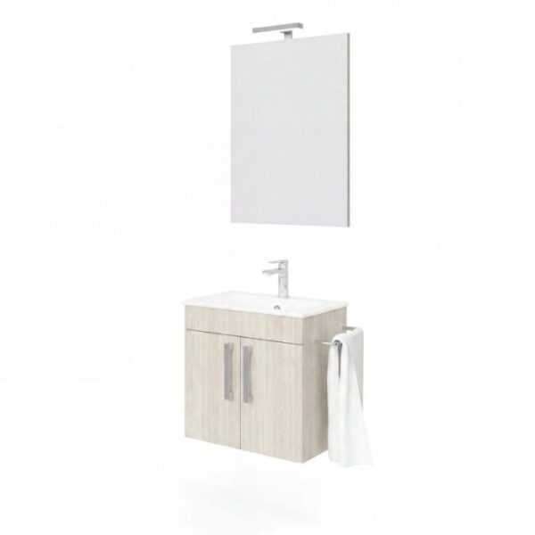 Mobile bagno Tims con lavabo e specchio rovere