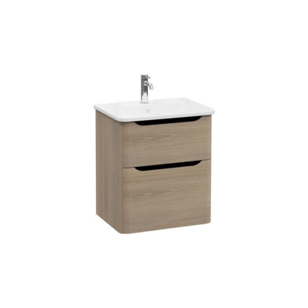 Mobile bagno base lavabo sospesa 2 cassetti Integra Round 60 cm golden oak