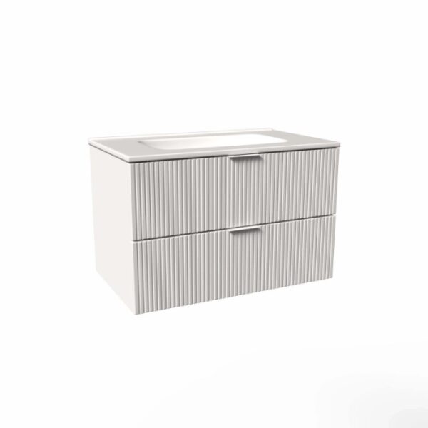 Mobile bagno base lavabo sospesa cannettata H51xL81xP46 cm Bianco Opale