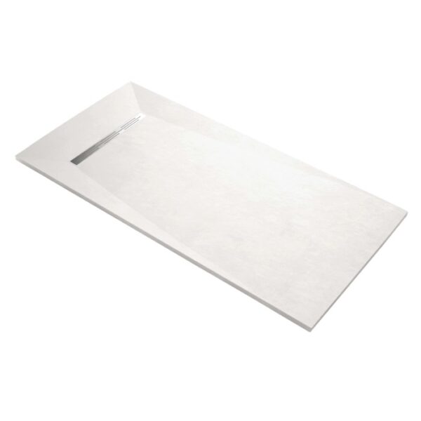 Piatto doccia rettangolare bianco t.b.t. con scarico integrato.