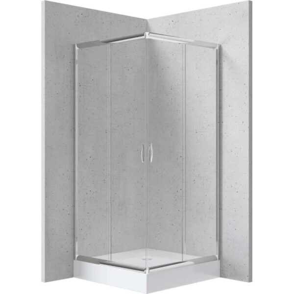 Cabina doccia Juraguá con piatto quadrato Caimito vetro opaco 900x1850 mm cromo