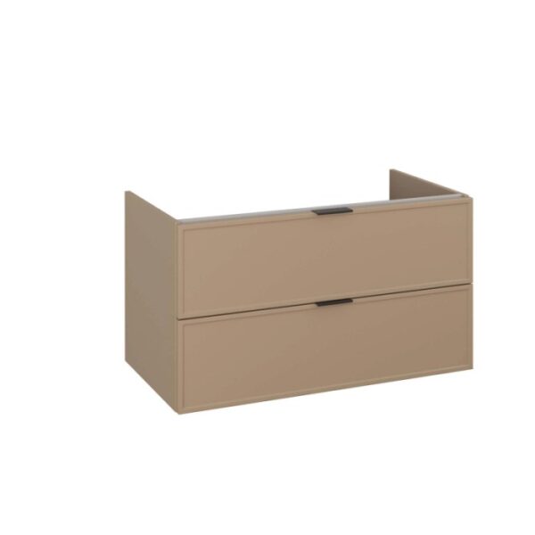 t.b.t. Mobile bagno beige con due cassetti per il bagno.