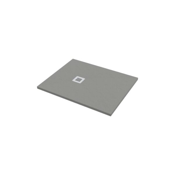 Piatto doccia t.b.t. rettangolare grigio con scarico quadrato.