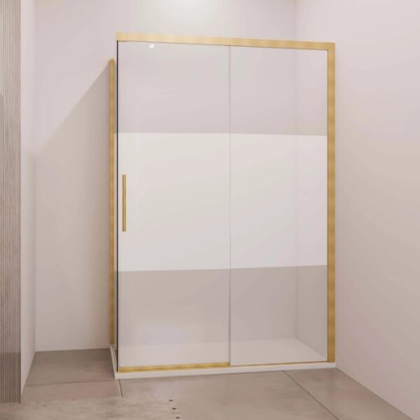 Porta scorrevole sx doccia Lux con fisso 110/117 cm oro spazzolato