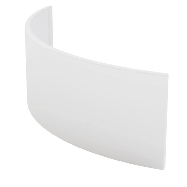 Pannello vasca da bagno bianco curvo.