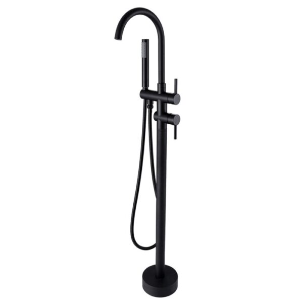 Miscelatore per vasca da bagno nero freestanding con doccetta.