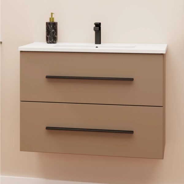 t.b.t. Mobile bagno beige con due cassetti e maniglie nere