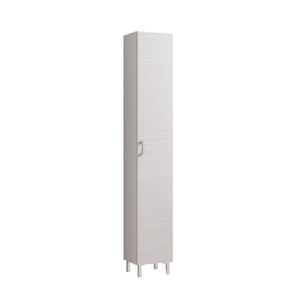 Mobile bagno colonna, decoro legno chiaro, design sottile.