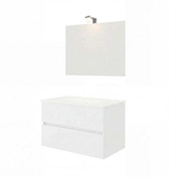 Mobile bagno Cube con lavabo e specchio bianco lucido L81,5xP46,5xH115,4cm