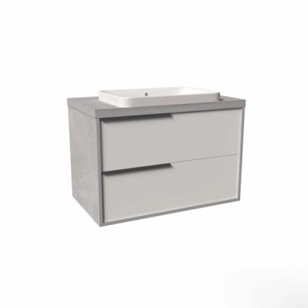 Mobile bagno base lavabo sospeso Kora 81x65x46 cm grigio spatolato bianco opaco
