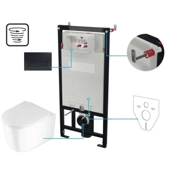 Set WC murale Genio 6 in 1 bianco - nero