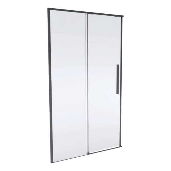 Box doccia t.b.t. con porta scorrevole, telaio grigio.