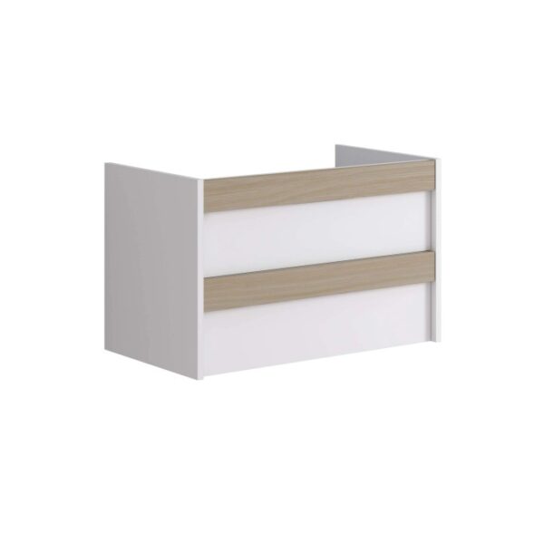 t.b.t. Mobile bagno sospeso bianco con decoro legno.