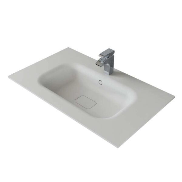 Lavabo da appoggio moderno bianco t.b.t. con rubinetto per il bagno.