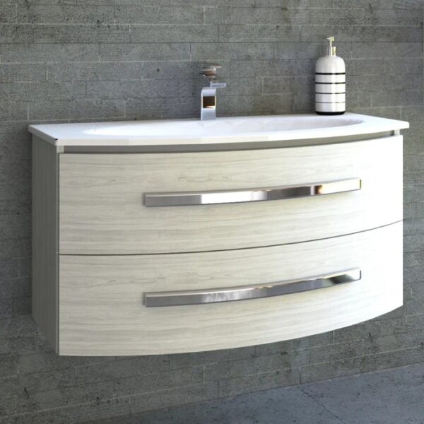 Mobile bagno t.b.t. con due cassetti e lavabo da appoggio.