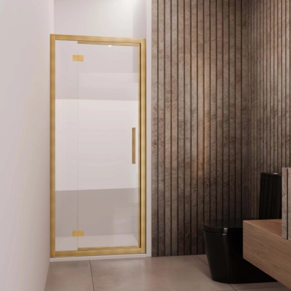 Porta battente con fisso reversibile doccia Lux 87/93 cm oro spazzolato