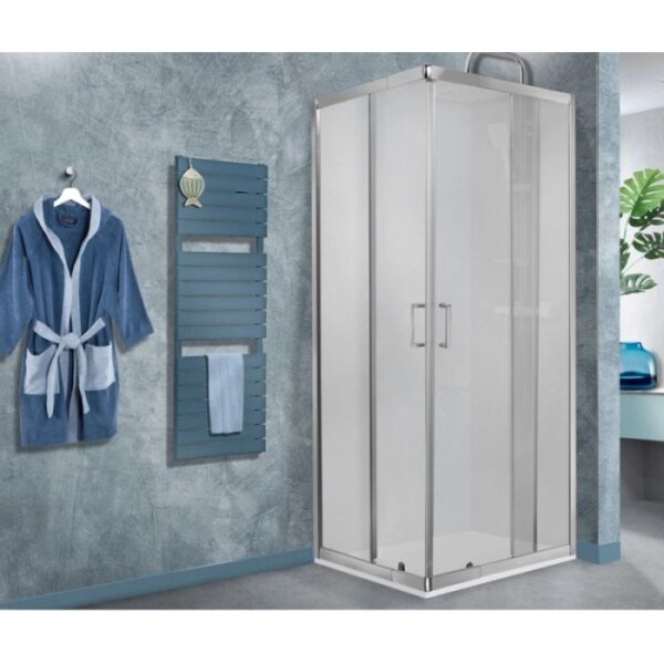 Box Doccia quadrato 68-80cm cromo vetri stampati Kamelie