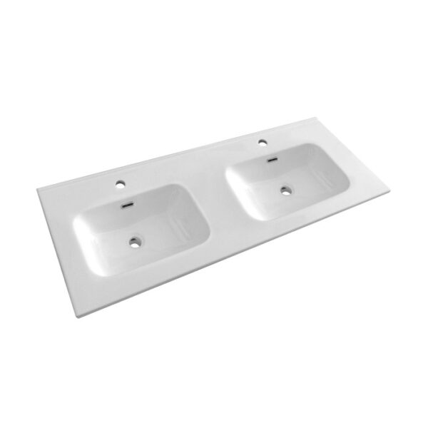 Top lavabo t.b.t. bianco con due vasche per il bagno.