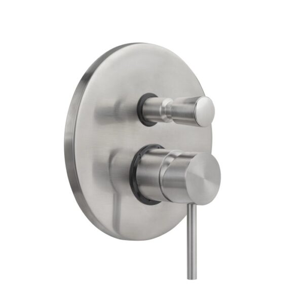 Miscelatore doccia t.b.t. in acciaio inox spazzolato.