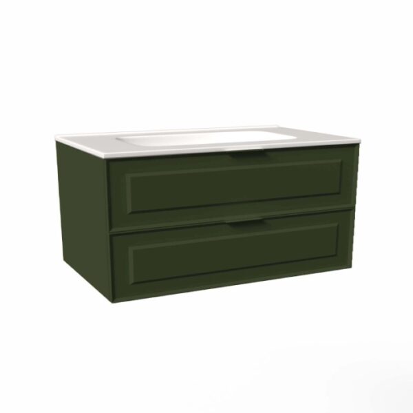 Mobile bagno base lavabo sospesa bugnata H51xL101xP46 cm Verde Opale