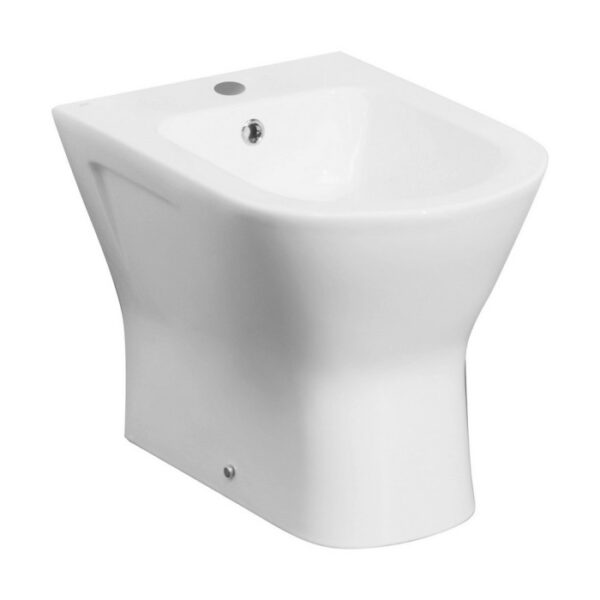 Bidet t.b.t. in ceramica bianca, vista frontale.