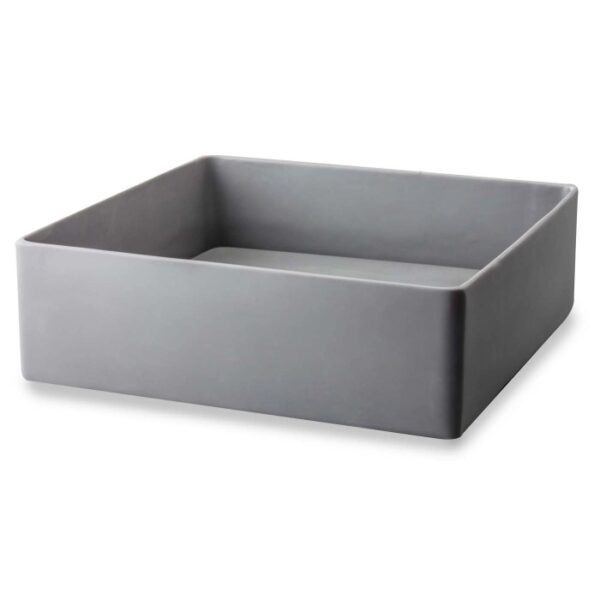 Lavabo d'appoggio quadrato grigio.