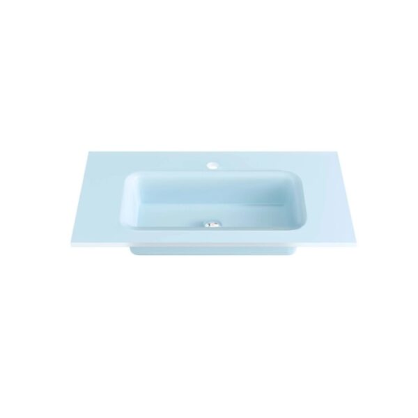 Mobile bagno lavabo piatto vetro L82xH18xP47 cm azzurro