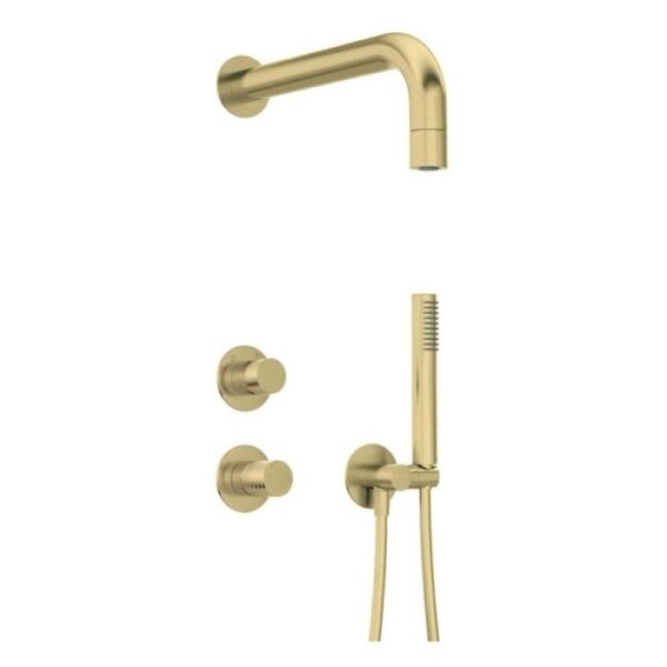 Set doccia incasso Idrostile Limonar con soffione 42 mm oro spazzolato