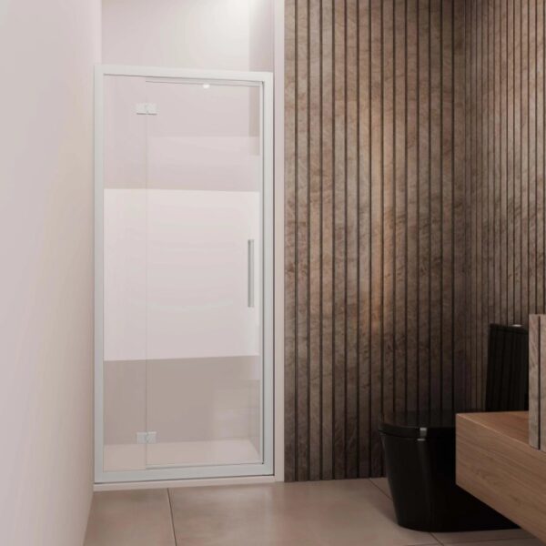 Porta battente con fisso reversibile doccia Lux 107/113 cm bianco opaco