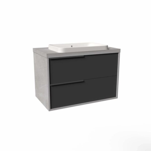 Mobile bagno base lavabo sospeso Kora 81x65x46 cm grigio spat grafite opaco