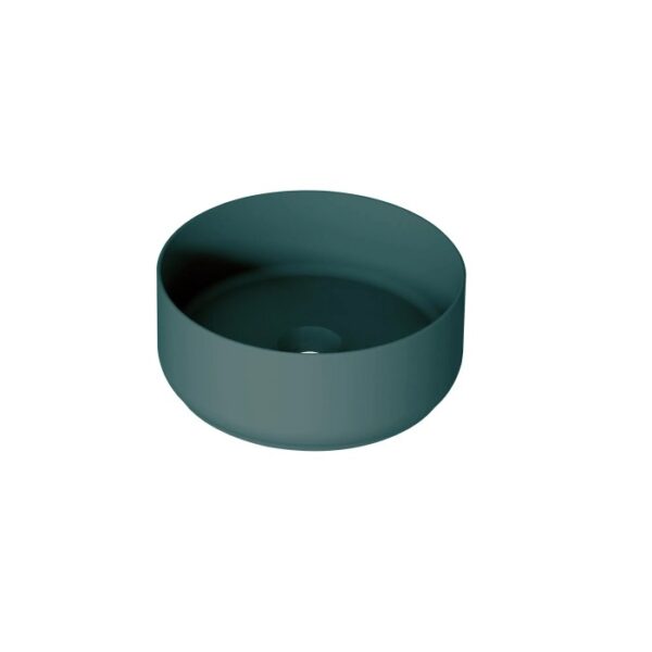Lavabo d'appoggio rotondo grigio per il bagno.