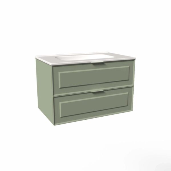 Mobile bagno base lavabo sospesa bugnata H51xL81xP46 cm Salvia Opale