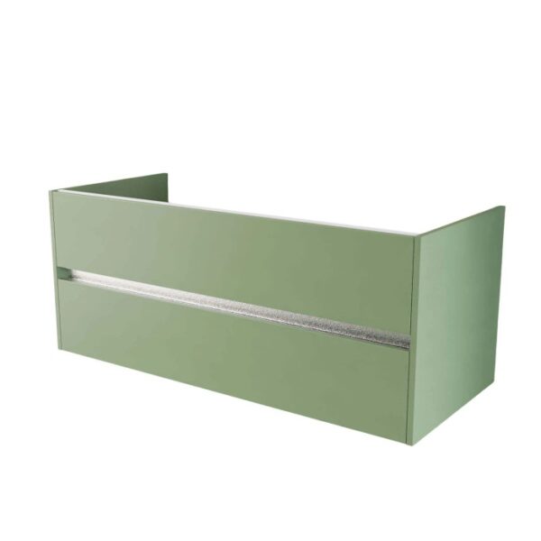 Mobile bagno sospeso verde, parte della serie di arredo bagno.