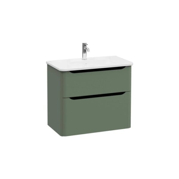 Mobile bagno base lavabo sospesa 2 cassetti Integra Round 80 cm matt green