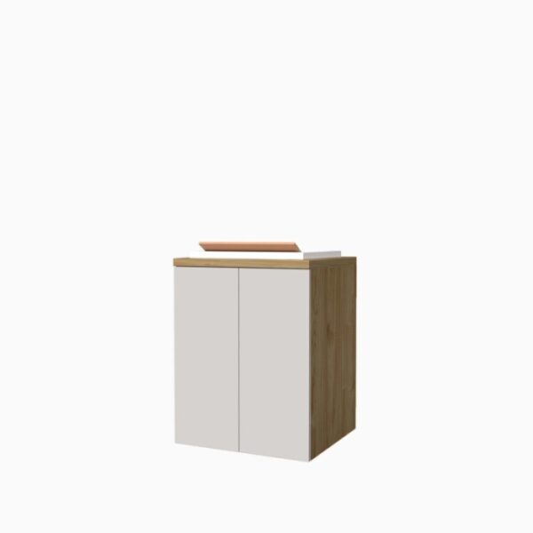 Mobile lavatoio sospeso vasca in ceramica H91xL71xP65 cm Noce Bianco