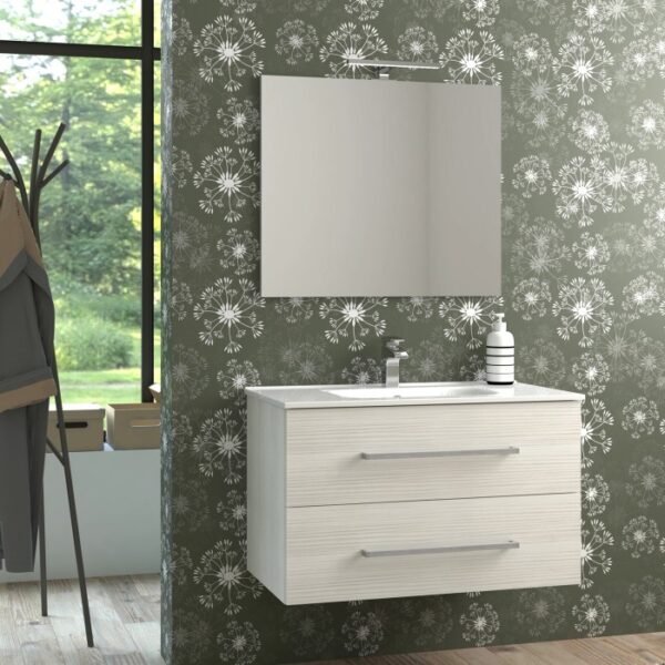 t.b.t. Mobile bagno con specchio e due cassetti. Arredo bagno moderno.