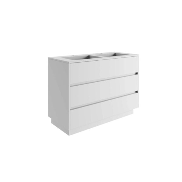 Mobile bagno base a terra Barrio 2 vasche h.87,5 p.51 l.121 cm acero
