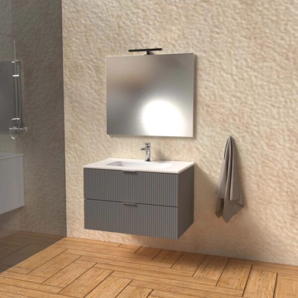 Mobile bagno base lavabo sospesa cannettata H51xL81xP46 cm Grigio Opale