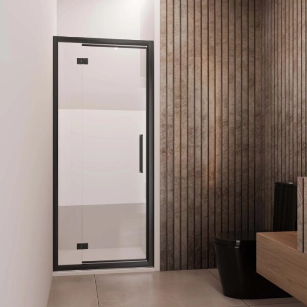 Porta battente con fisso reversibile doccia Lux 97/103 cm nero opaco