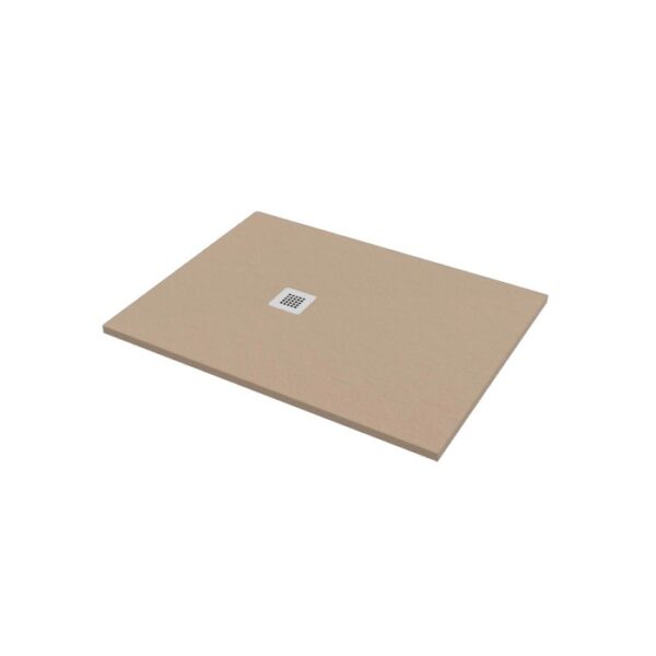Piatto doccia beige t.b.t. con scarico quadrato.